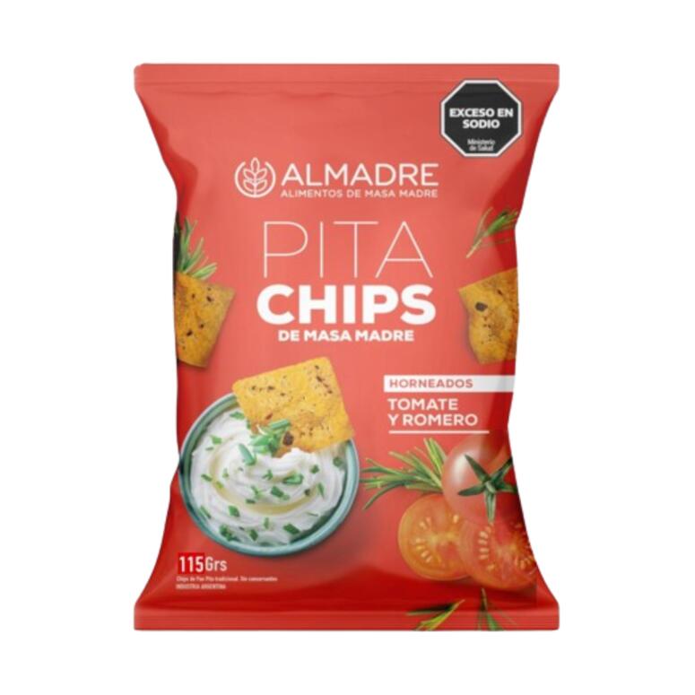 Pita Chips de Masa Madre Tomate y Romero x 115g - Almadre