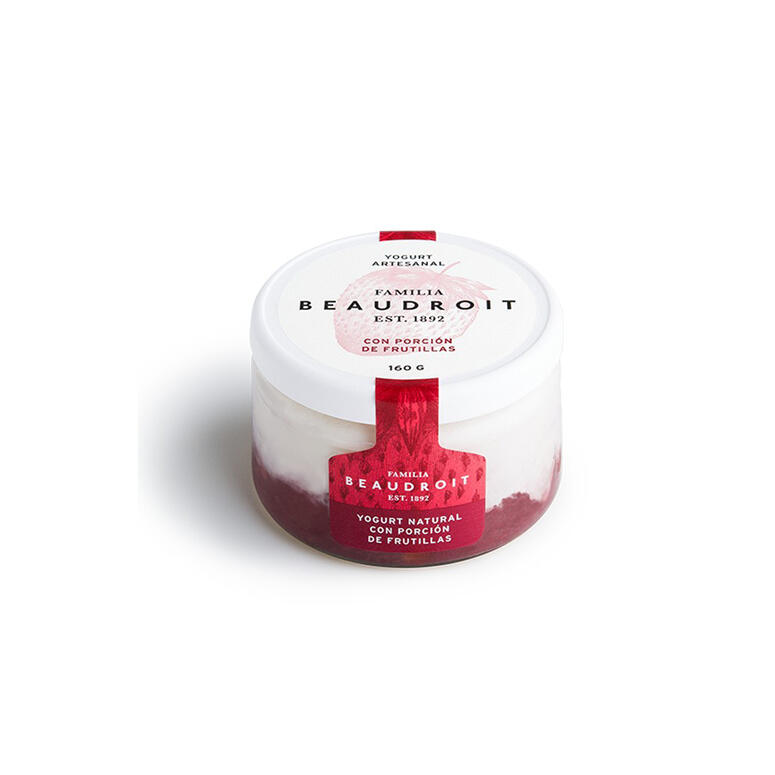 Yogurt Entero con Pulpa de Frutilla x 160g - Beaudroit