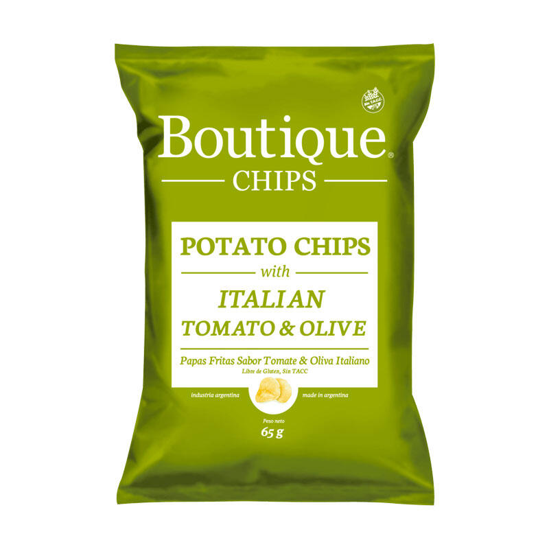 Chips de Papas Sabor Tomate & Oliva Italiano x 65g - Boutique Chips
