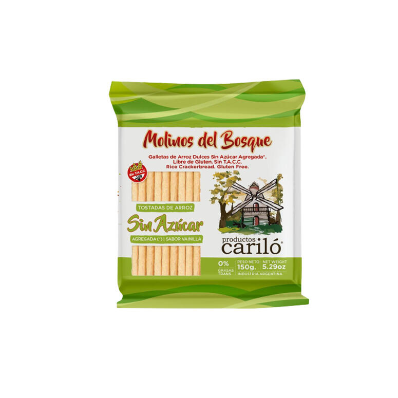 Galletas de Arroz Sabor Vainilla Sin Azucar x 150g - Carilo
