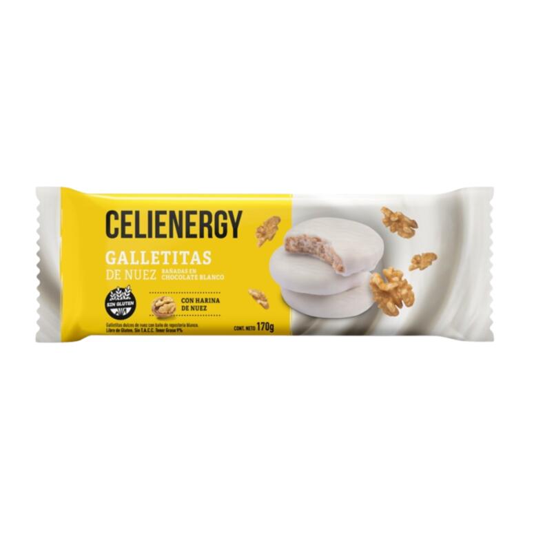 Galletita de Nuez bañada en Chocolate Blanco x 170g - Celienergy