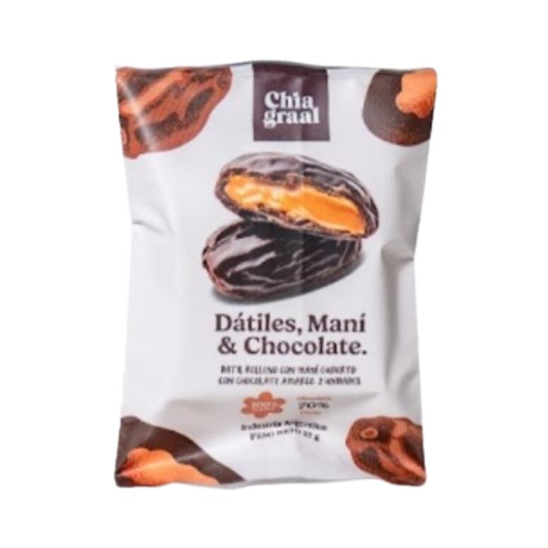 Datil relleno con Mani, cubierto con Chocolate Amargo x 27g - Chia Graal