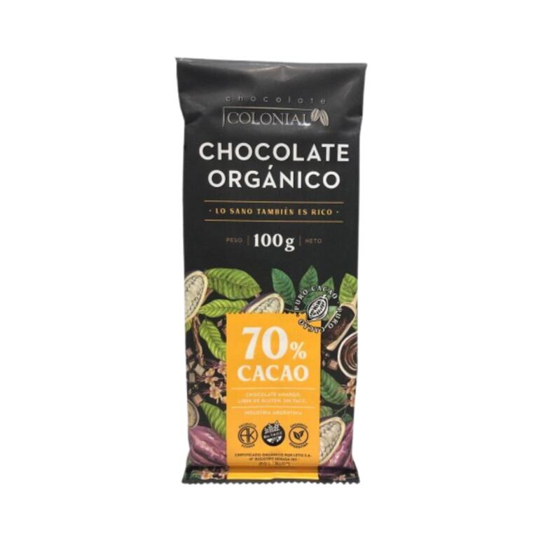 Barra de Chocolate ORGANICO Negro 70% Cacao x 100g - Chocolate Colonial