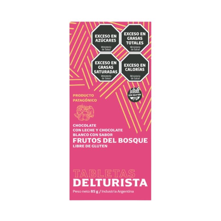 Tableta Chocolate con Leche y Chocolate Blanco con Frutos del Bosque x 85g - Del Turista