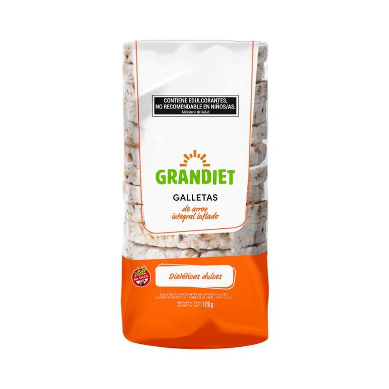 Galletas de Arroz Integral Inflado con Sal x 100g - Grandiet