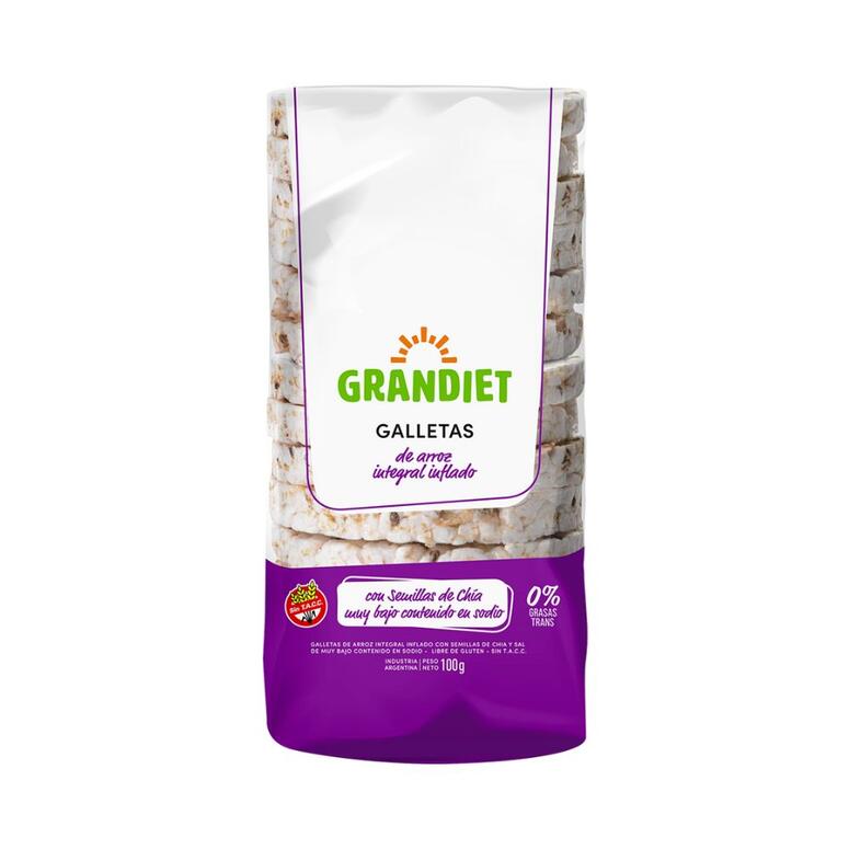 Galletas de Arroz Integral Inflado con Semillas de Chia x 100g - Grandiet