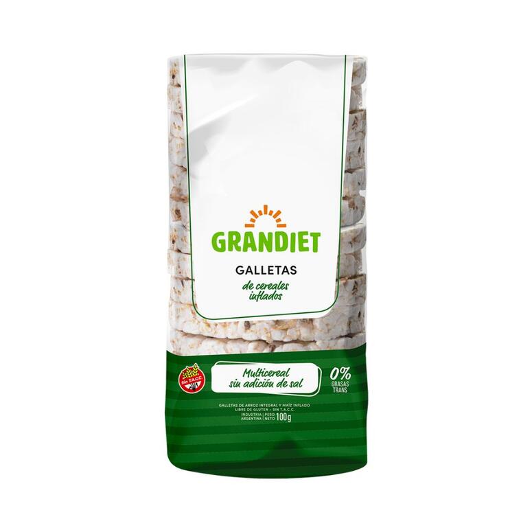 Galletas de Cereales Inflados Multicereal sin Sal x 100g - Grandiet