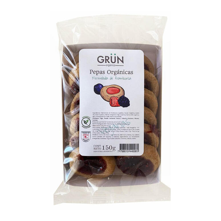 Pepas Organicas con Mermelada de Frambuesa x 150g - Grun