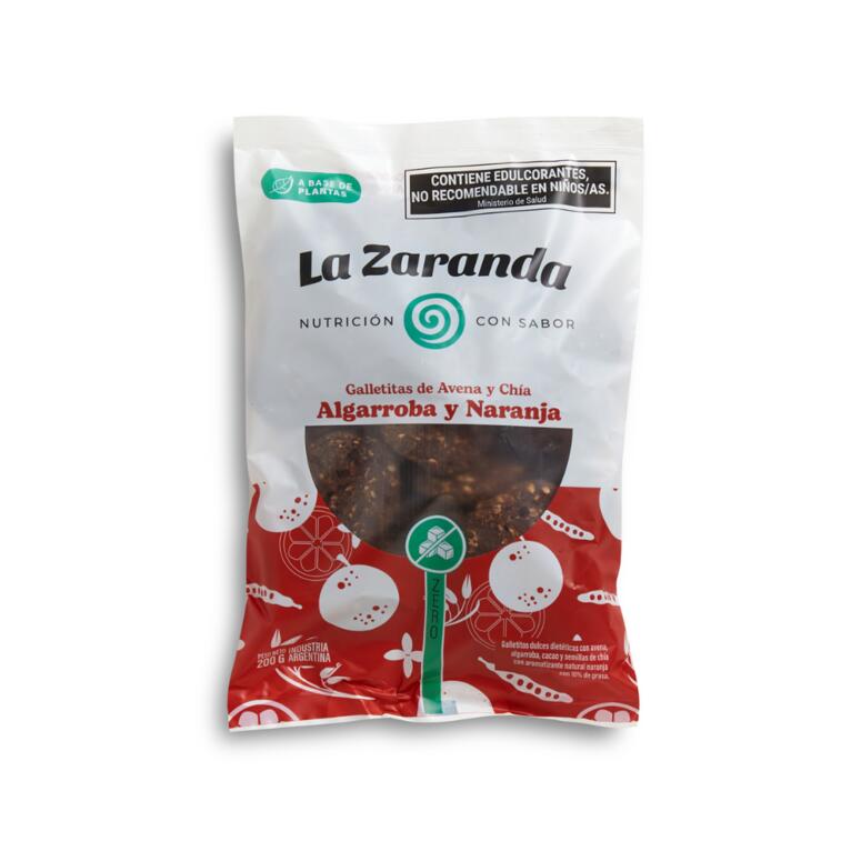 Galletitas de Avena y Chia con Algarroba y Naranja Sin Azucar x 200g - La Zaranda