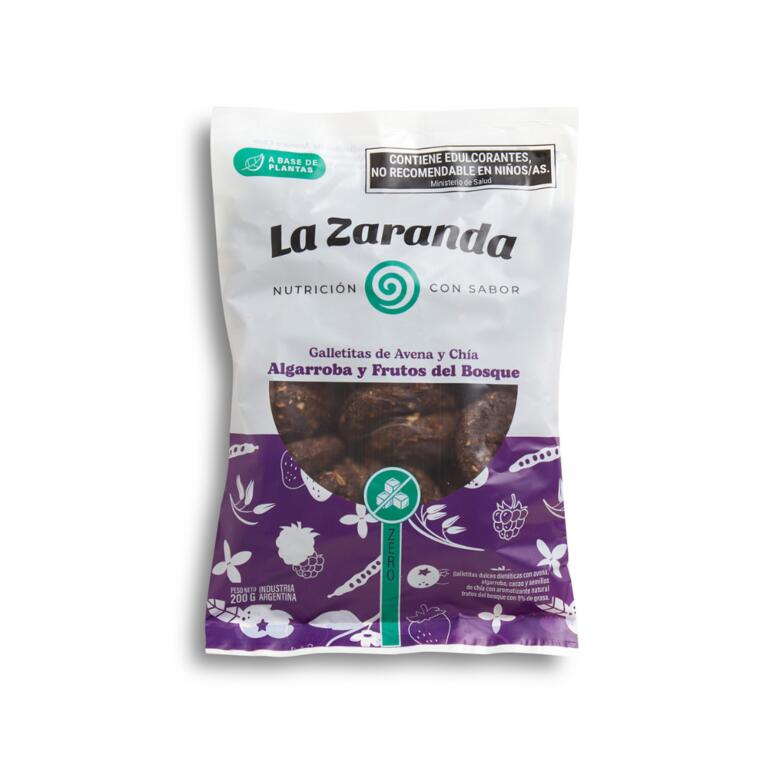 Galletitas de Avena y Chia con Algarroba y Frutos del Bosque Sin Azucar x 200g - La Zaranda