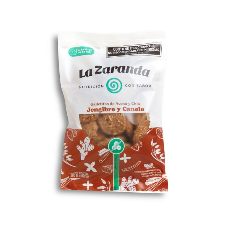 Galletitas de Avena y Chia con Jengibre y Canela Sin Azucar x 200g - La Zaranda