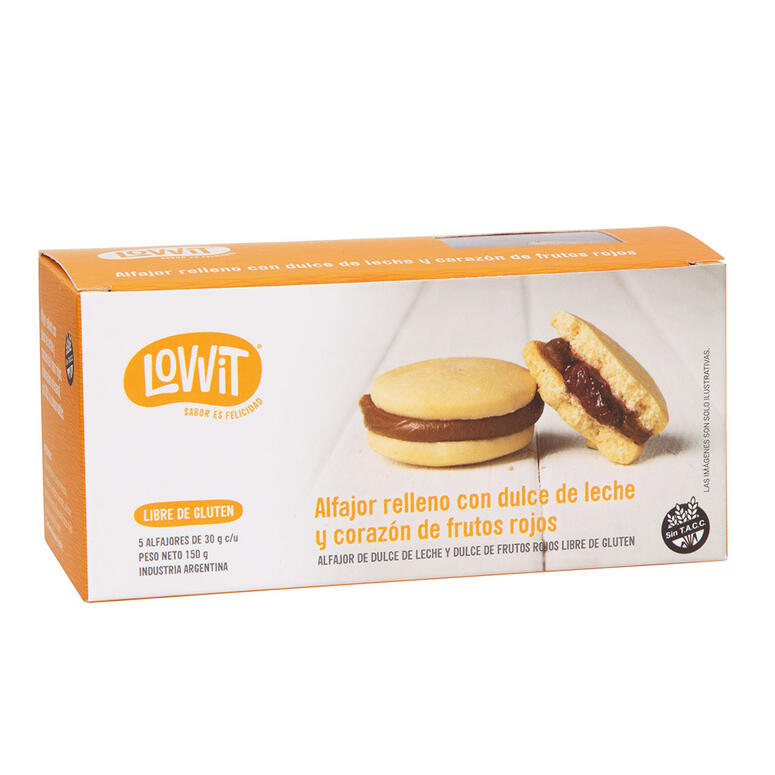 Alfajor de Dulce de Leche con Relleno de Frutos Rojos (5u) x 150g - Lovvit