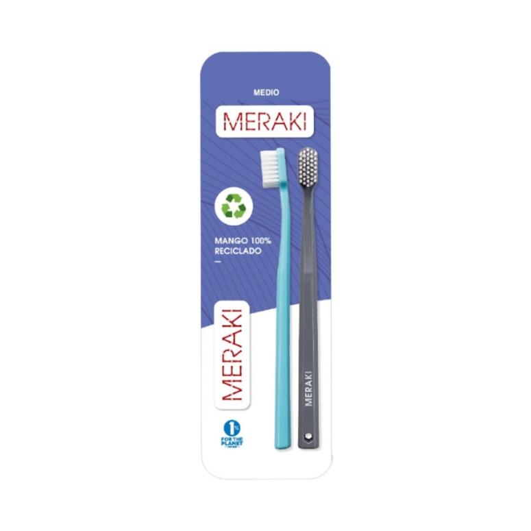 Cepillo Dental de Plastico Reciclado MEDIO (2u) x 36g - MERAKI