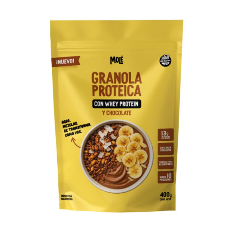 Granola Proteica con Whey Protein sabor Chocolate x 400g - Mole