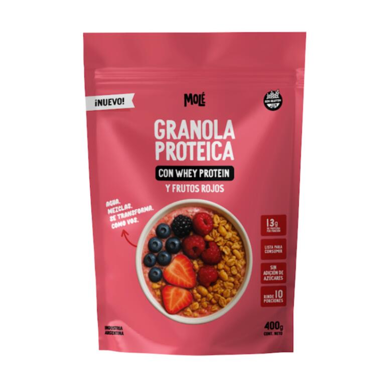Granola Proteica con Whey Protein sabor Frutos Rojos x 400g - Mole