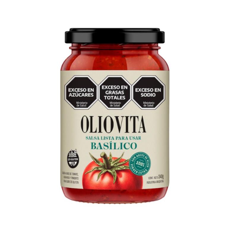 Salsa Basilico a base de Tomate Albahaca y Pimiento Rojo x 340g - Oliovita