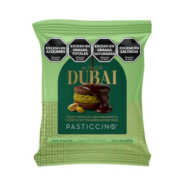 Alfajor Dubai crema de Pistacho y Chocolate Amargo x 60g - Pasticcino