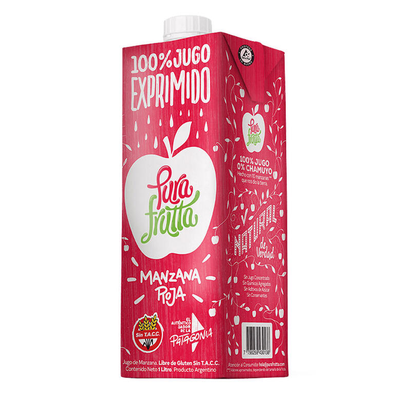 Jugo 100% Exprimido Manzana roja x 1l - Pura Frutta