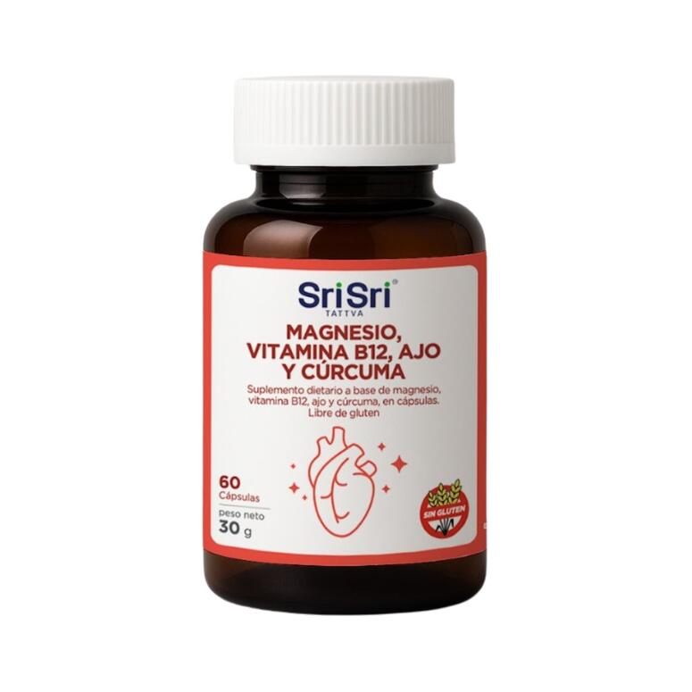 Cuidado del Corazon Magnesio Vitamina B12 Ajo y Curcuma x 34g - Sri Sri
