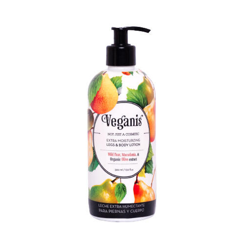 Locion Corporal y de Piernas Extra Humectante (Pera Silvestre, Macadamia y Extracto Organico de Oliva) x 500ml - Veganis