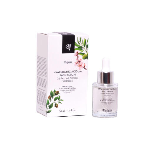 Serum Facial Acido Hialuronico 2% (Jojoba, Almendra y Vitamina E) x 30ml - Veganis