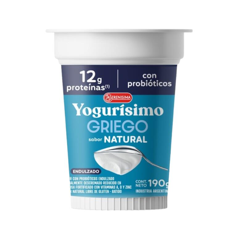 Yogur Griego sabor Natural Endulzado x 190g - Yogurisimo