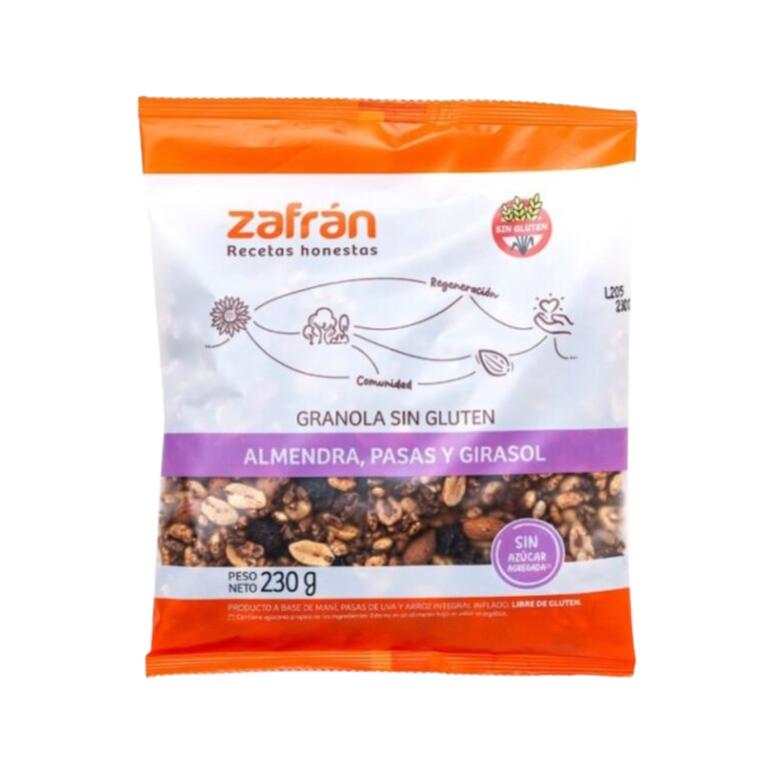 Granola Almendras, pasas y girasol x 230g - Zafran